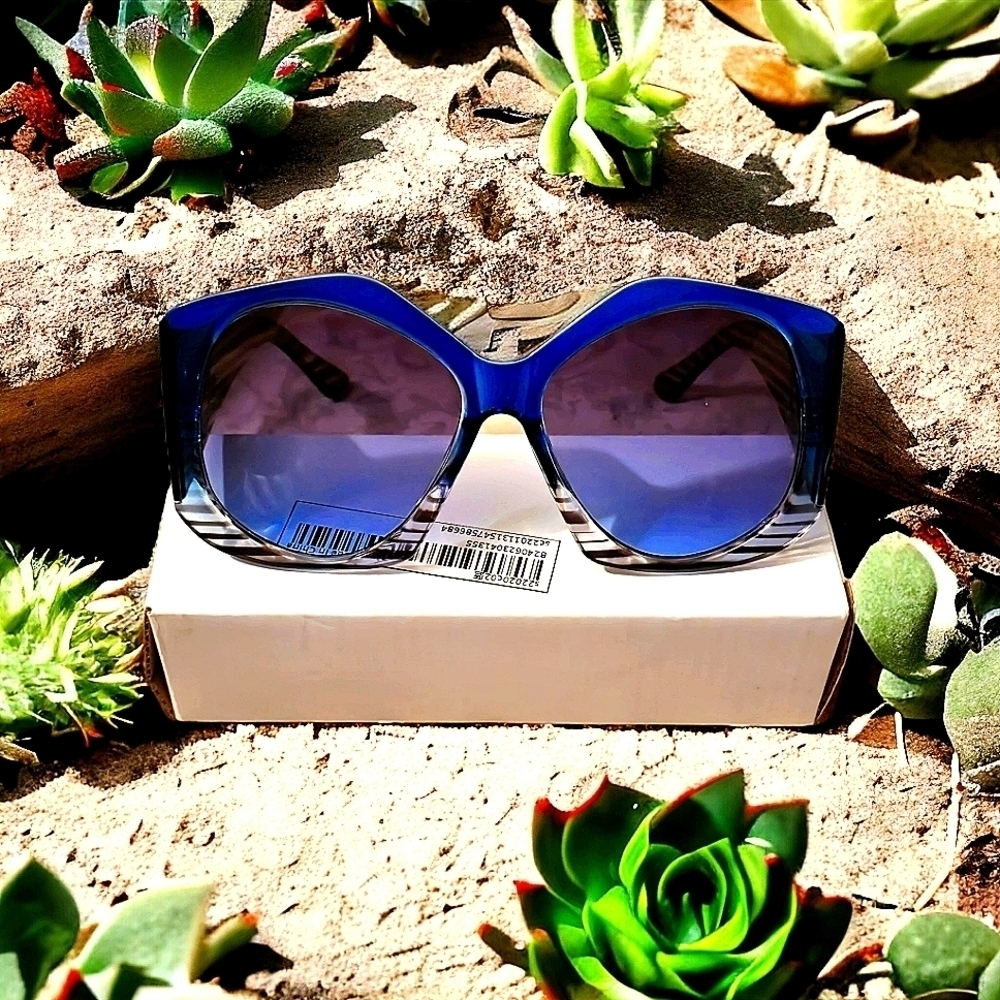 Large Eye Covering Thick Designer Sunglasses - Geometric Shaped Frame - Picture 4 of 4